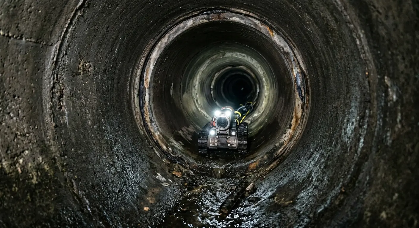 Robotic sewer camera inspecting pipe interior for Drain Snake Service in Millbrook